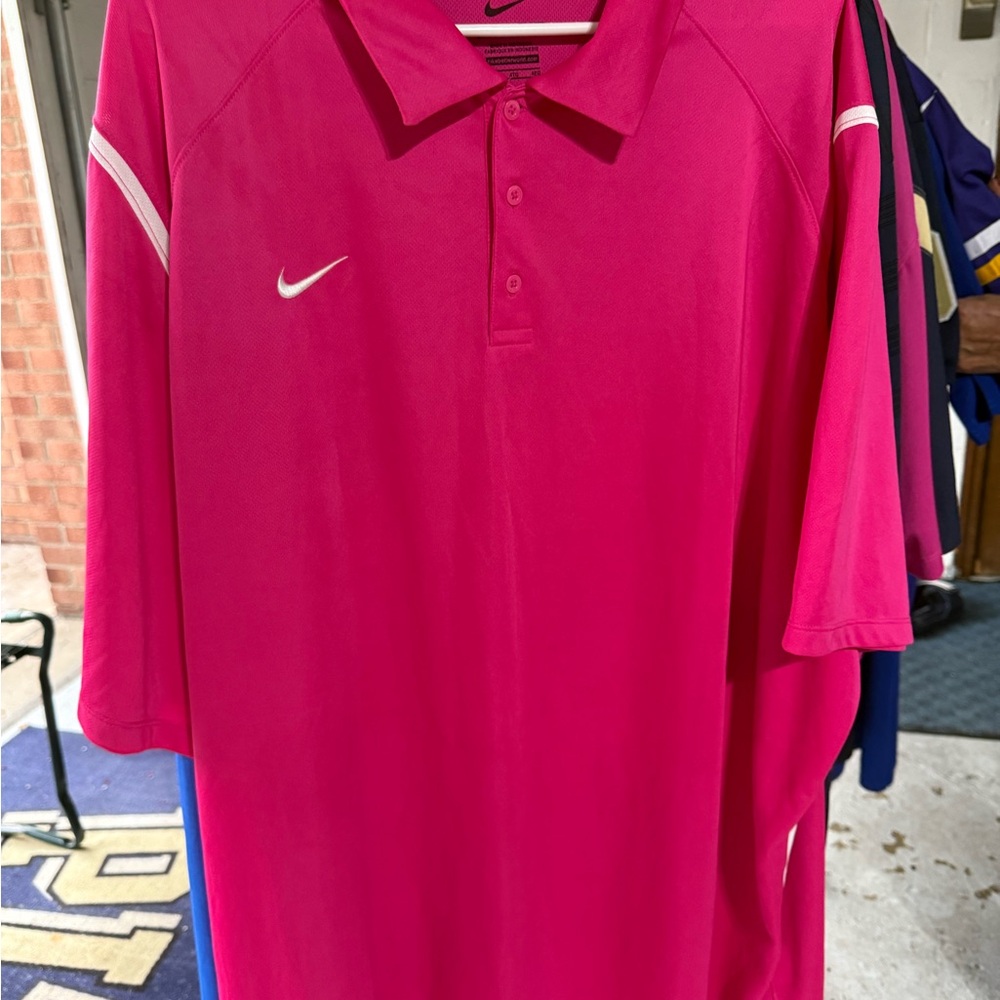 Nike Men's Bright Pink Polo Shirt